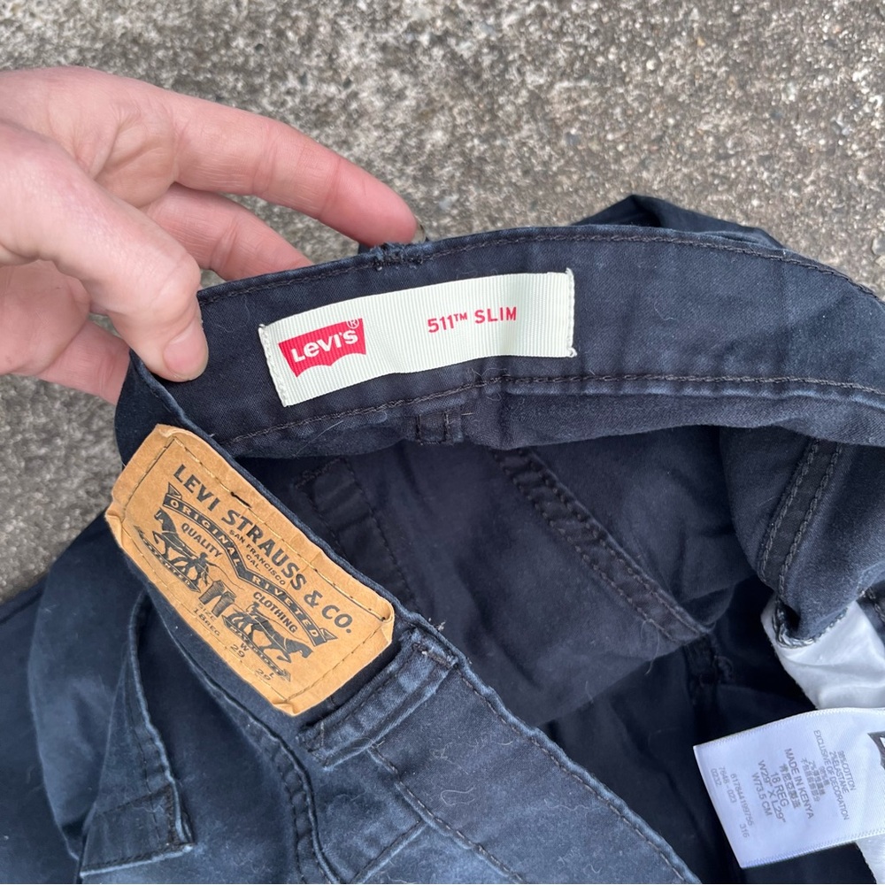 Levi’s 511 Slim Men Jeans Size 29” Waist x 29” Inseam Black Pant Wash Worn - Picture 5 of 6